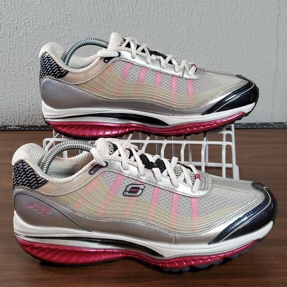 Skechers Shape Ups 12371 Fitness Toning Exercise Walking Balance Shoes 10 Gr/Pnk - Picture 1 of 11